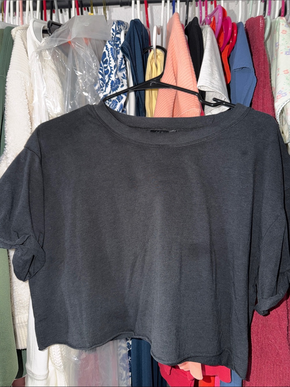 Mono B Black Cropped Short-Sleeve Tee